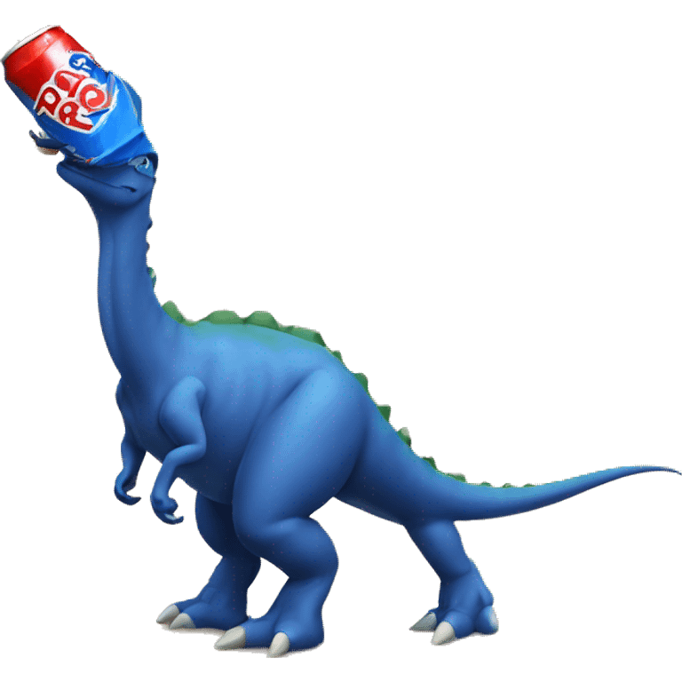 A dinosaur drinking a redbull  emoji