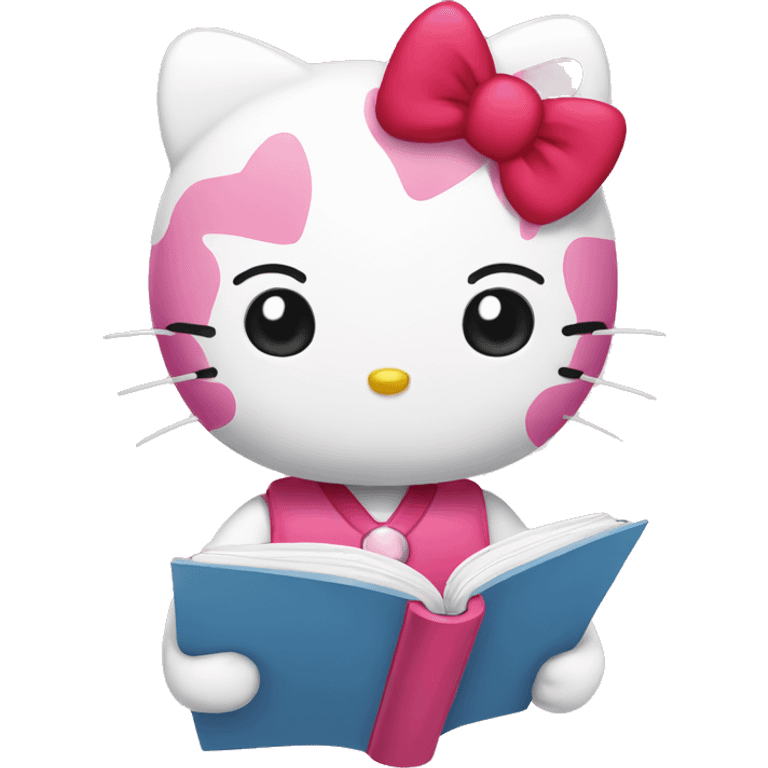 Hello kitty with book emoji