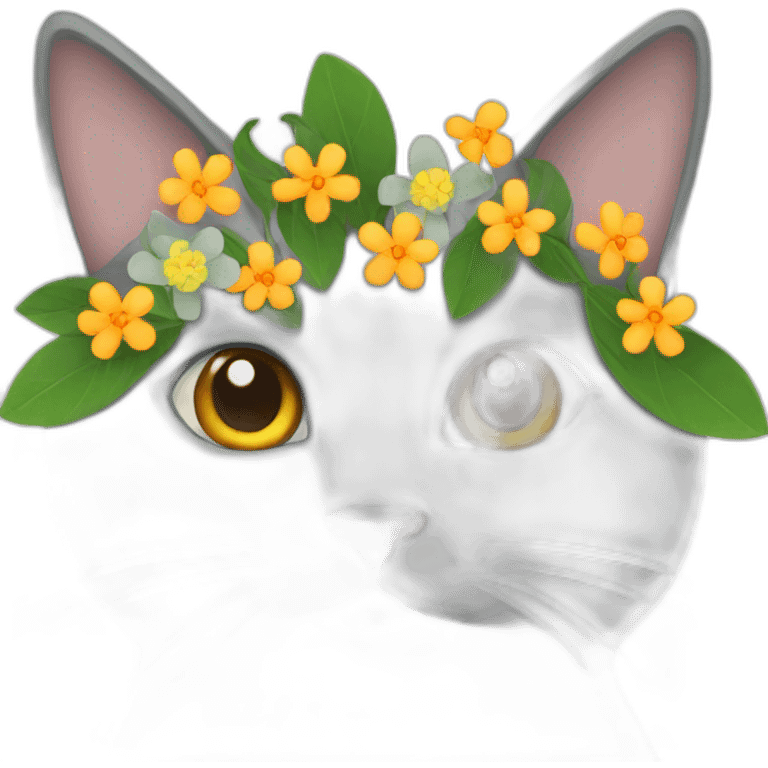 Gray-cat-with-flowers emoji