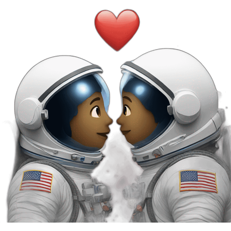 Two astronauts kiss emoji