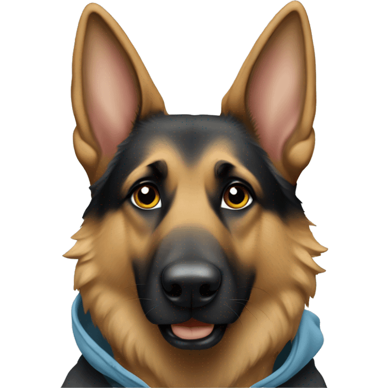 German shepherd wearing a hoodie  emoji