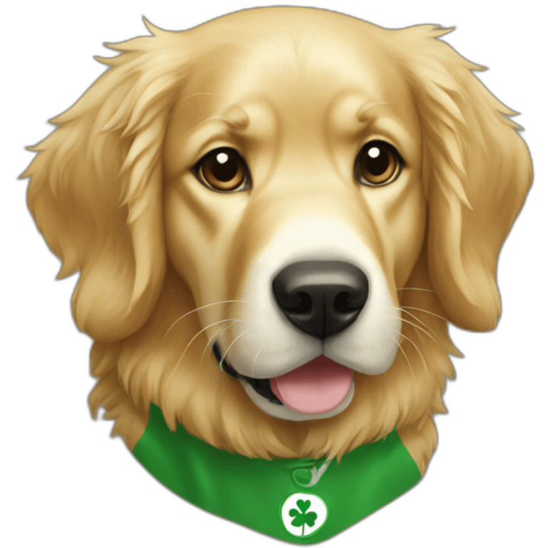 golden retriever dog wearing ireland shirt emoji