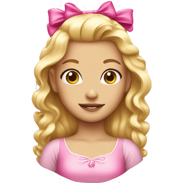 Blonde princess with pink hair bows emoji