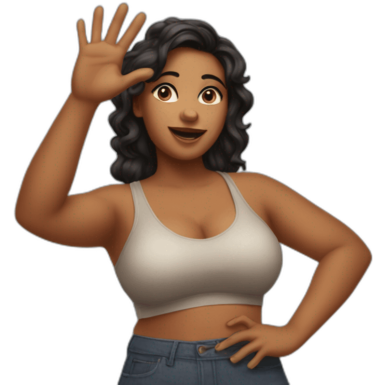 voluptuous girl hands up emoji