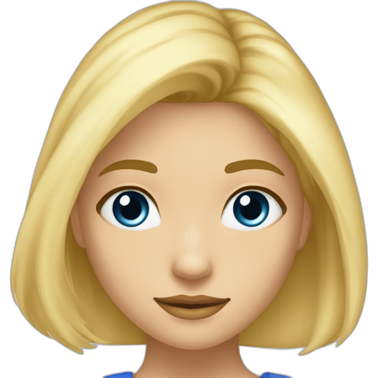 Fille blonde cheveux mi long lisse yeux bleus emoji