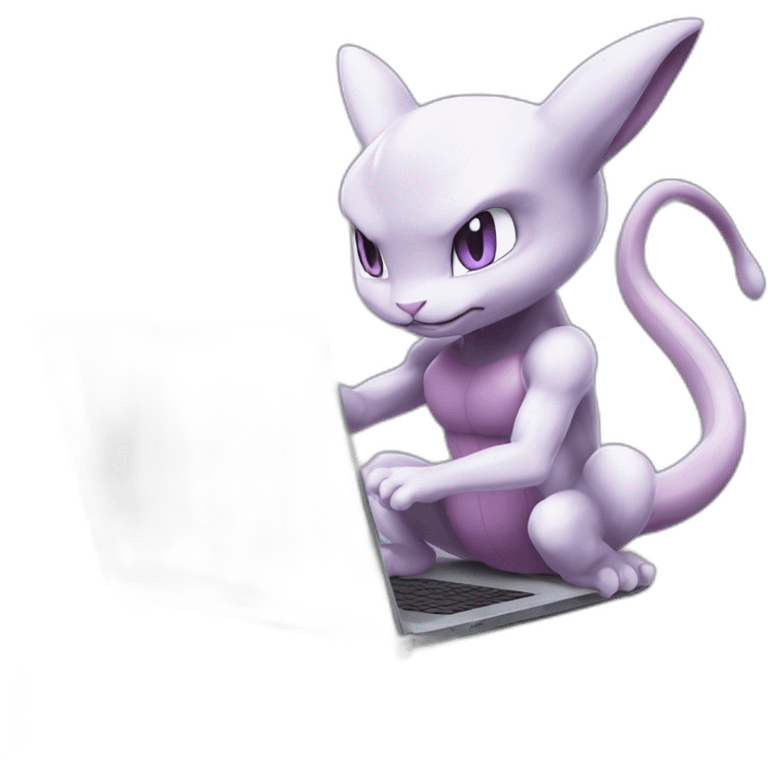 pokemon mewtwo working on laptop emoji