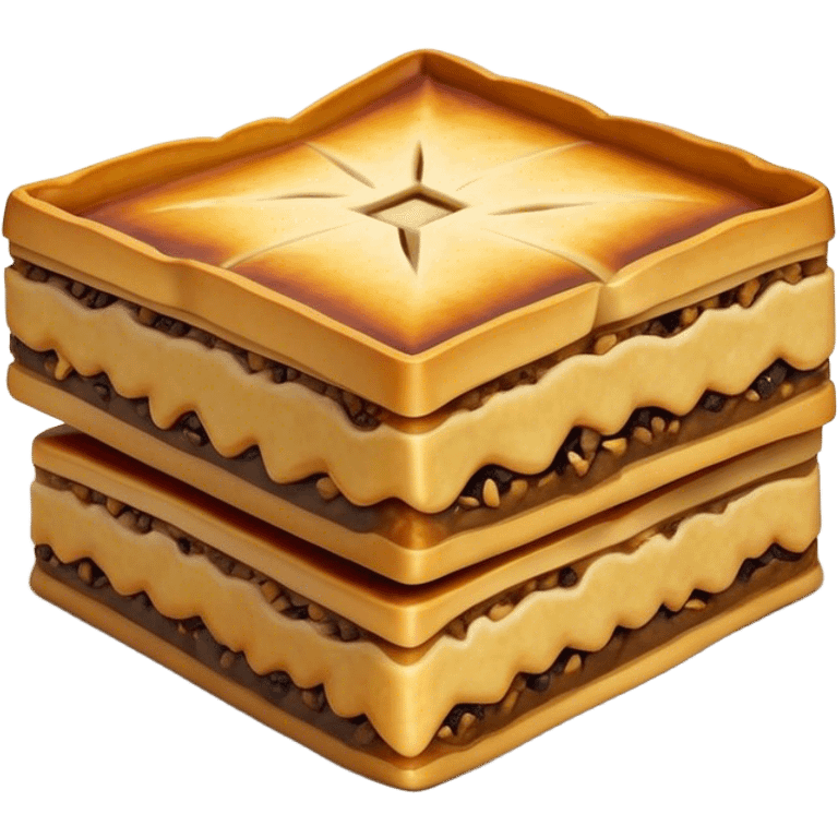 Martabak Cinematic Realistic Martabak Dish Emoji, depicted as a single, square slice of sweet, thick martabak with a rich, indulgent filling, rendered with detailed textures and vibrant, appetizing lighting. emoji