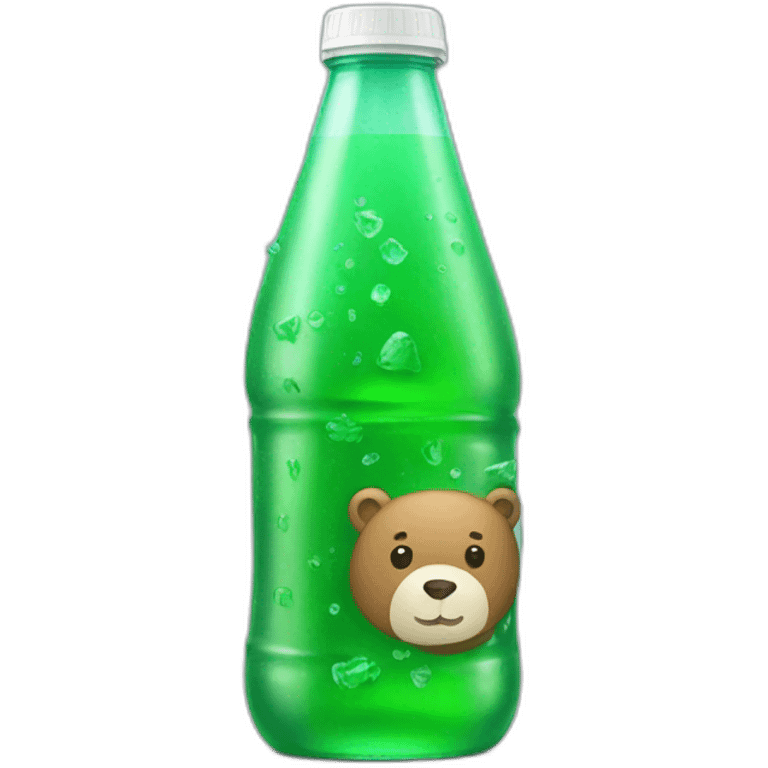 green soda with a bear on emoji