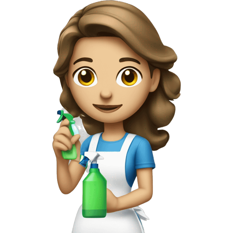 Cleaning maid light brunette with spray bottle  emoji