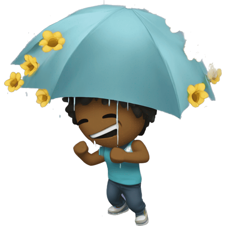 Rain crying and throwing punches on some flowers emoji