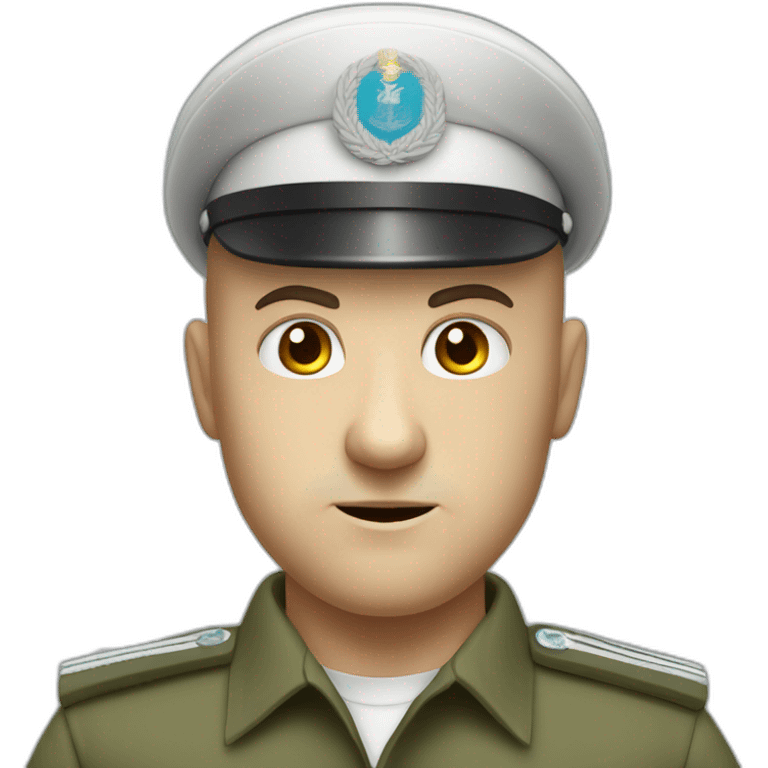 Bald white extremely angry furious serious military man with khaki israel defense forces uniform and cyan beret highly detailed emoji