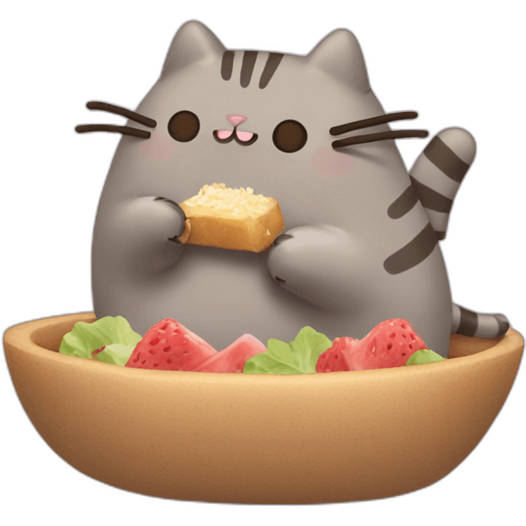 Pusheen eating emoji