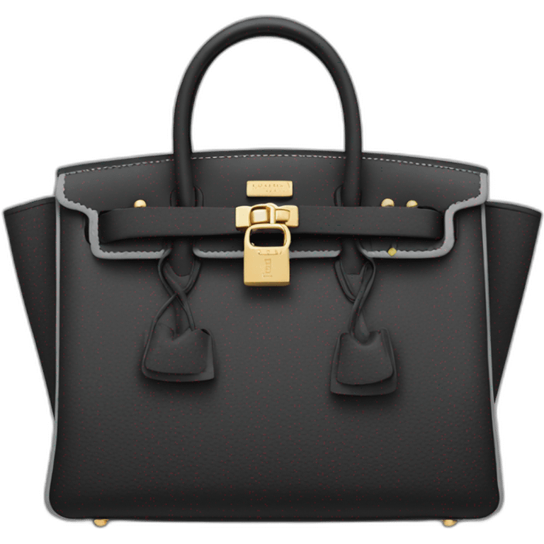 black birkin bag with grey details emoji