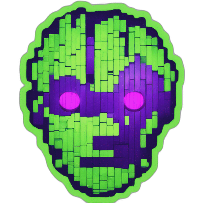 Lemon green and purple neon READY PLAYER ONE matrix Cyberpunk emoji