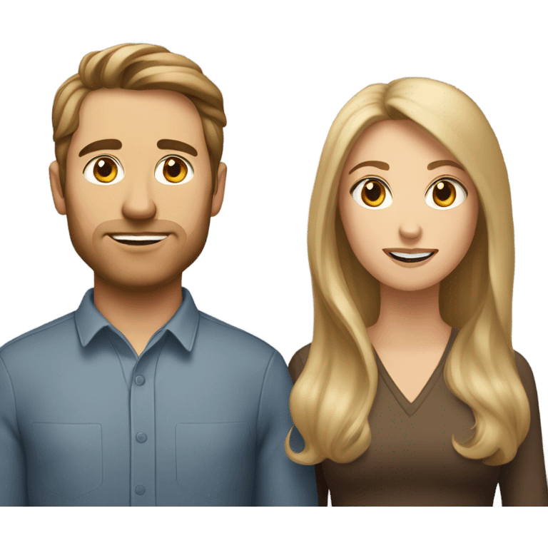 portrait of woman with long brown hair and man with short but not super short blond hair, both being white people emoji