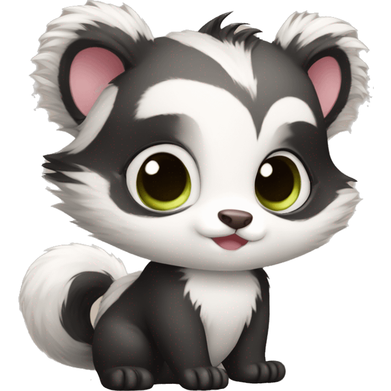 Cute skunk-panda-raccoon-ferret-cat-hybrid full body emoji