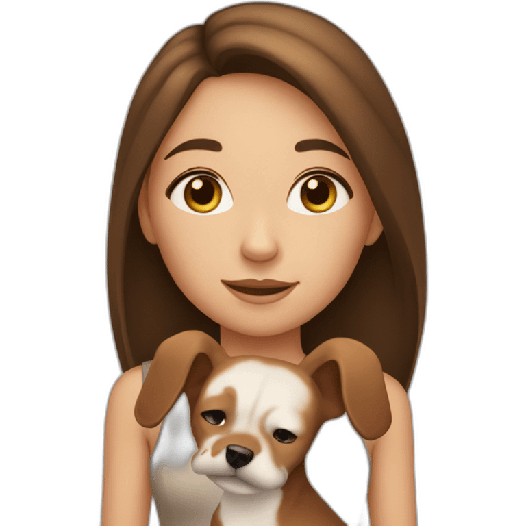 Girl with brown hair and little brown dog emoji