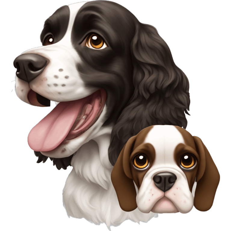 English springer spaniel with a French bulldog emoji