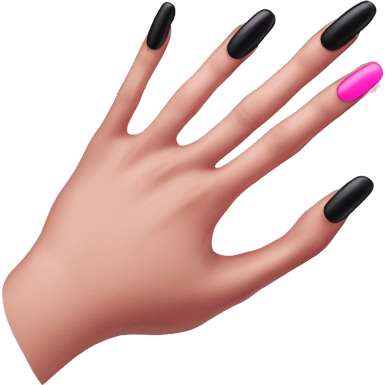 pink nails black hand emoji