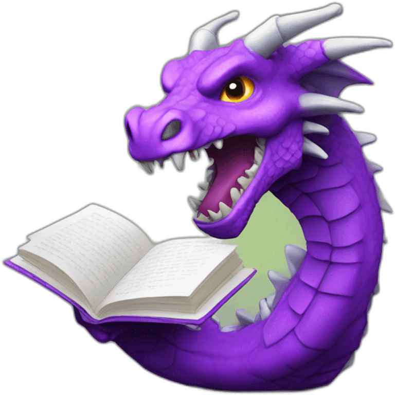 purple dragon head holding book with "RIP" title emoji