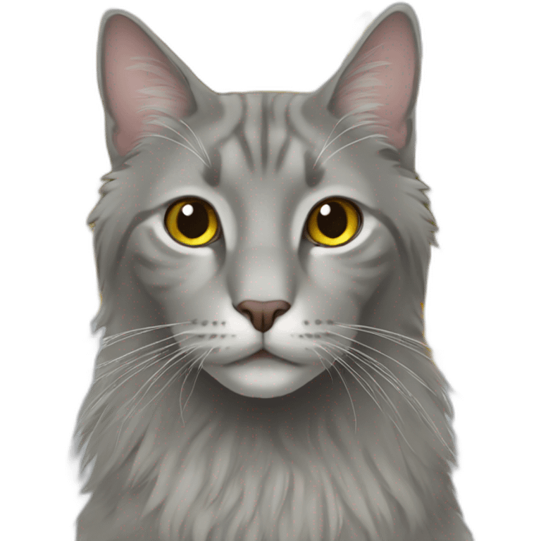 Long hair grey cat with Sunflower emoji