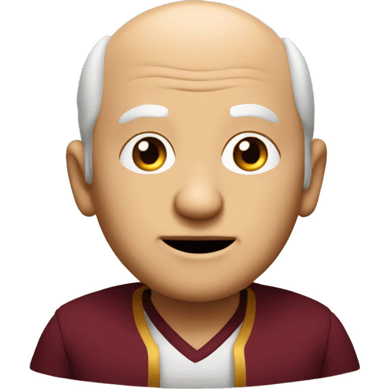 short little round old man balding with big belly in maroon and gold clothing emoji