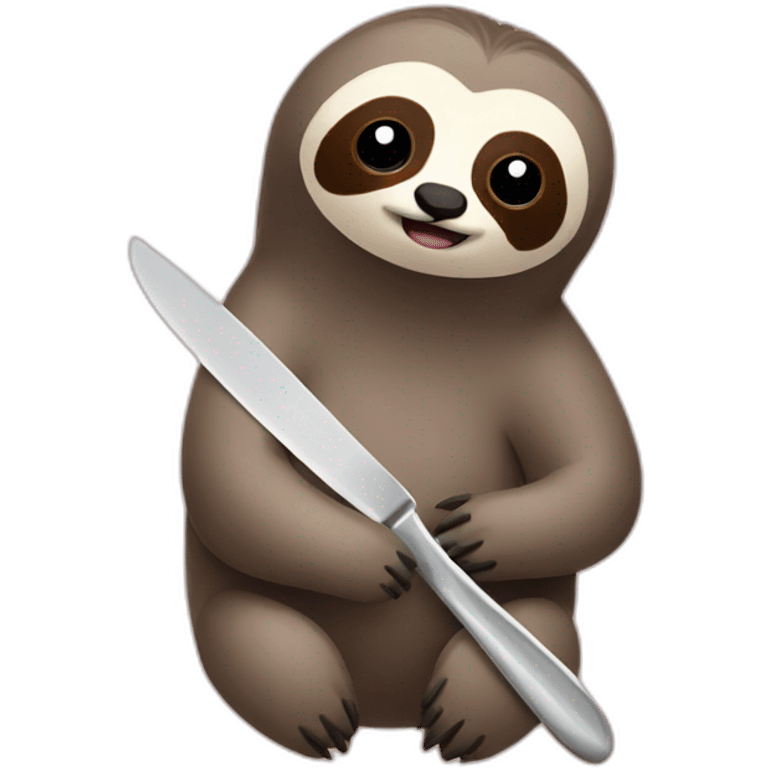 Sloth holding a knife and a fork emoji