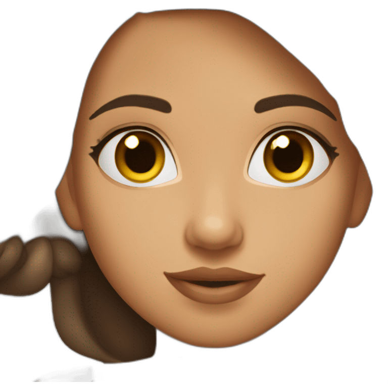 Beautiful Cypriot girl with tanned skin, brown eyes, brown hair and big lips  emoji