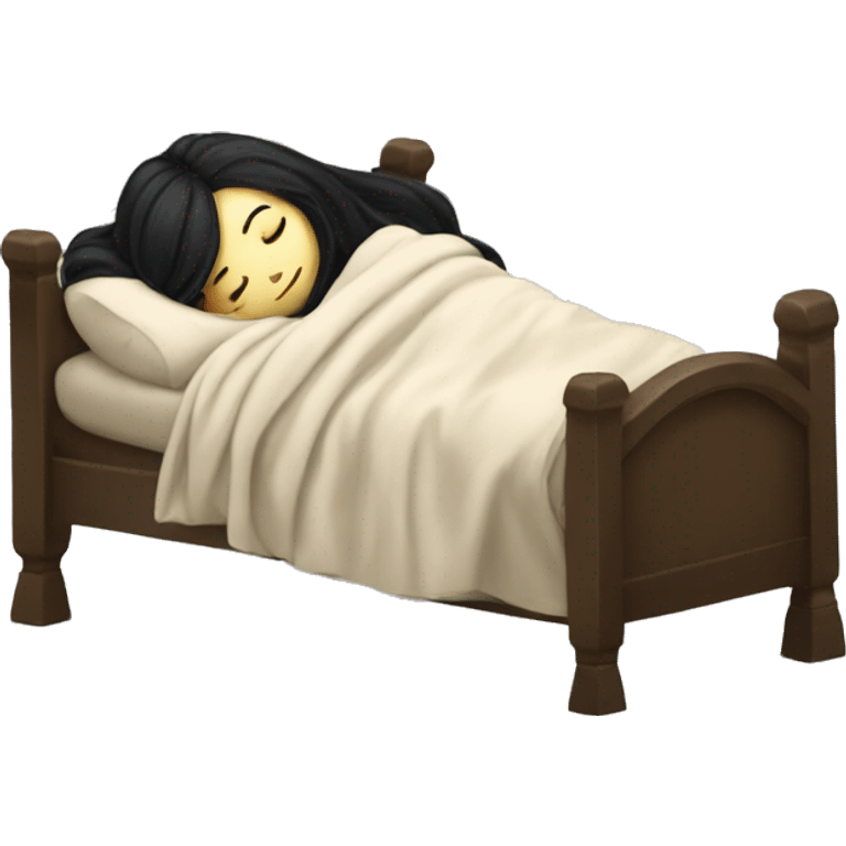 pale girl with long black hair sleeping in blanket  emoji