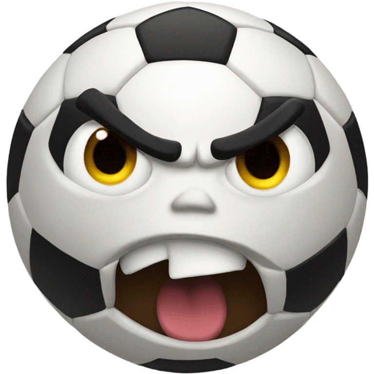 Soccer ball with angry expression emoji