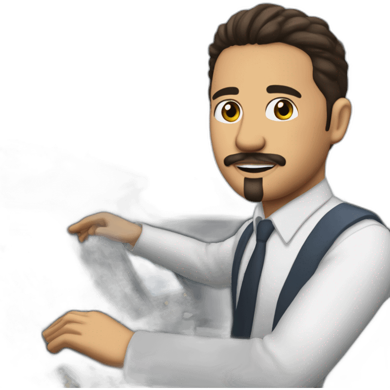 Luis Altamuro with goatee and moustache piloting his A320 simulator emoji