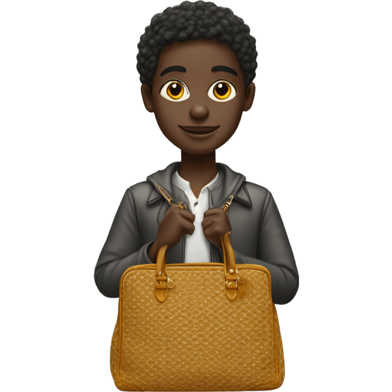 A young darkskinned person with a Goyard bag full of money  emoji