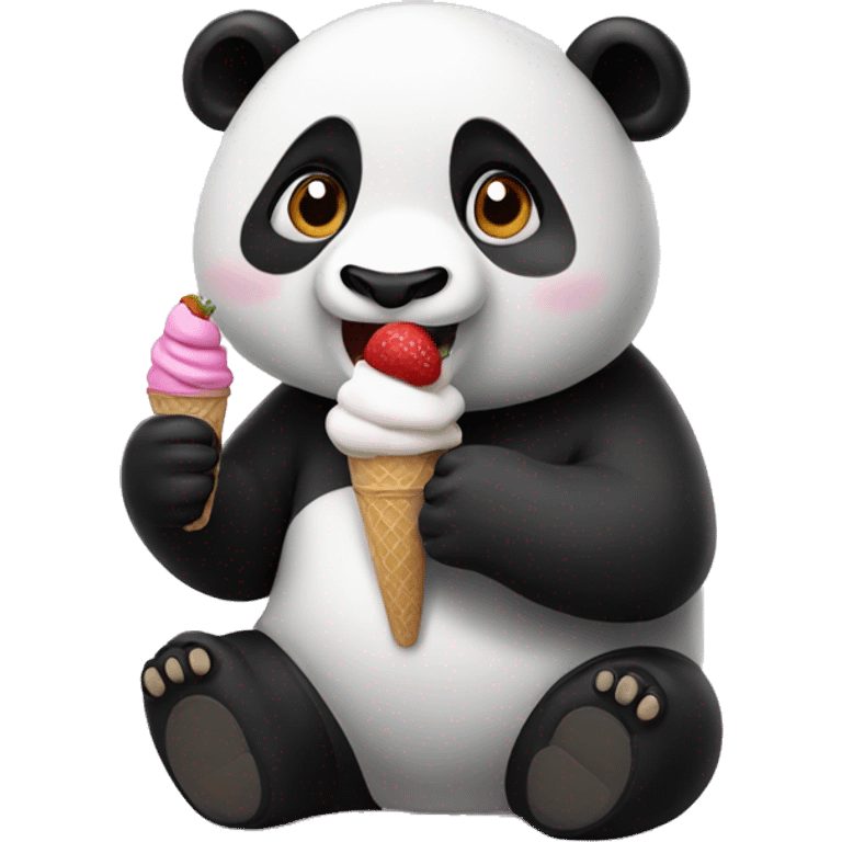 Panda eating ice cream emoji