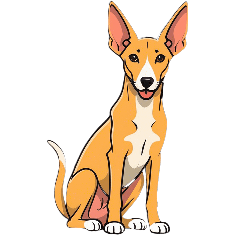 An Egyptian pharaoh hound sitting down with its tongue out emoji