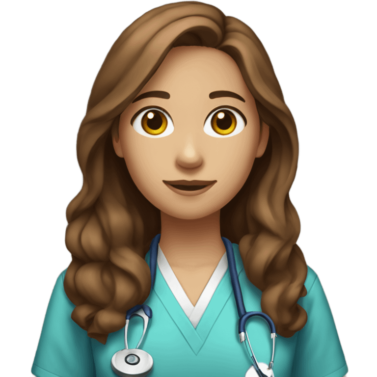 a full body medical student blue shirt 20 years old girl student tan skin, brown hair emoji