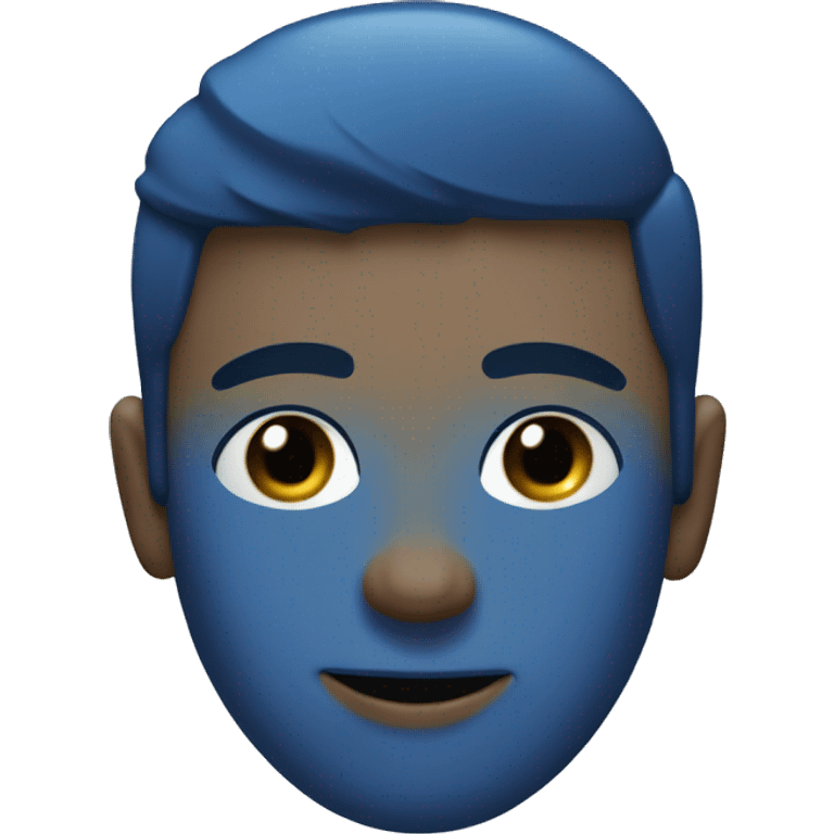 woried teen, blue sports shirt, blue face emoji