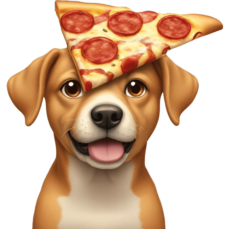 Dog eating a pizza emoji