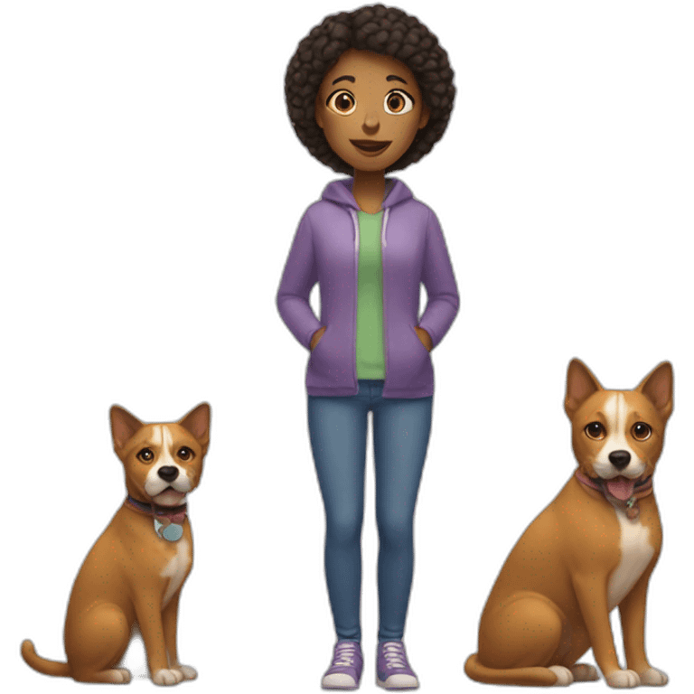 woman with a cat and smal dog emoji