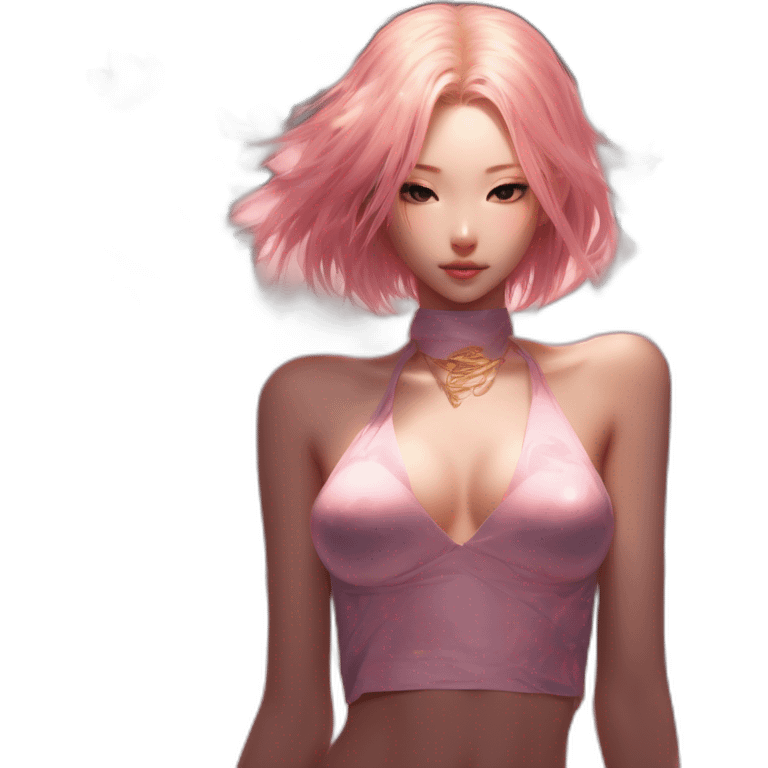 sakura-haruno, -david- bellemere,-bare-belly,-wings,-choker,-bathed-in-shadows,-fov-90-degrees,-short-lighting,-I-usm, -cold-colors,-gilded-technique,-extremely-hyper-aesthetic,-absurdres emoji