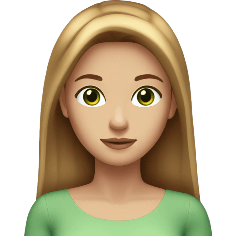 golden brown straight hair, green eyes, lilac dress emoji