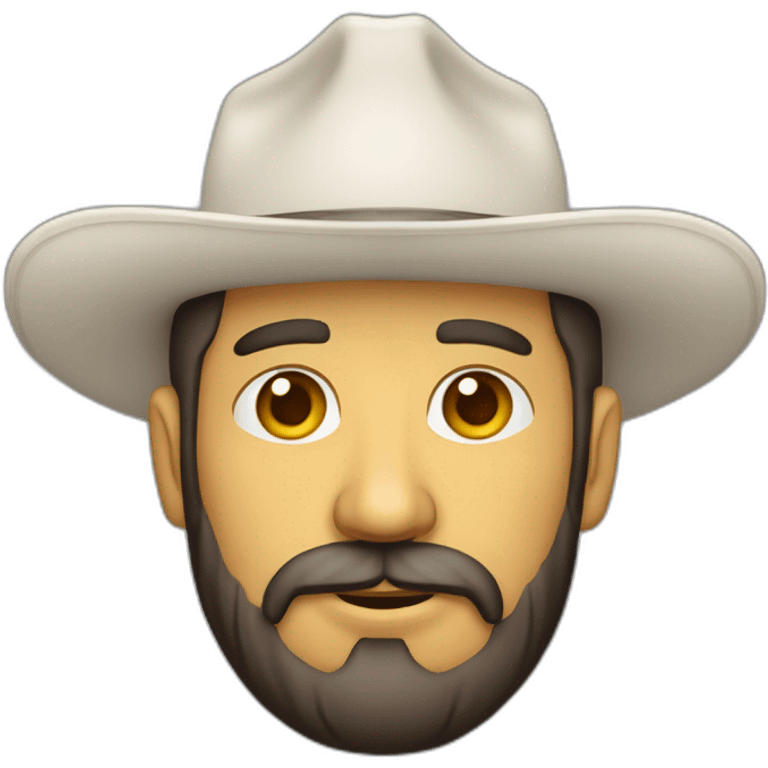 Hombre cachetón con barba y sombrero piel blanca emoji