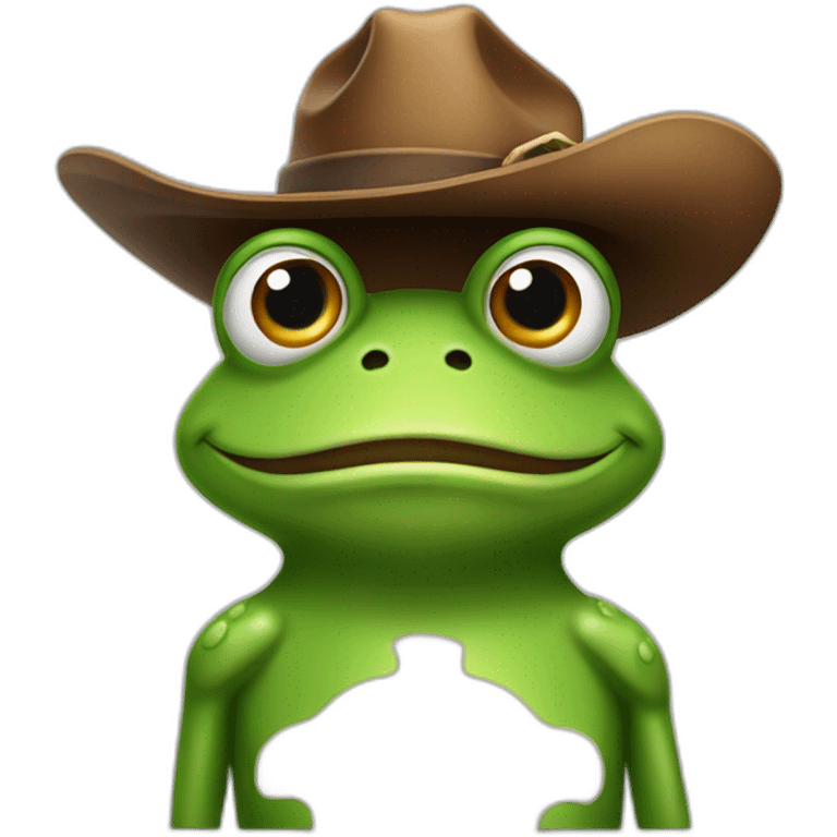 Grenouille avec un chapeau de cow-boy qui fume emoji