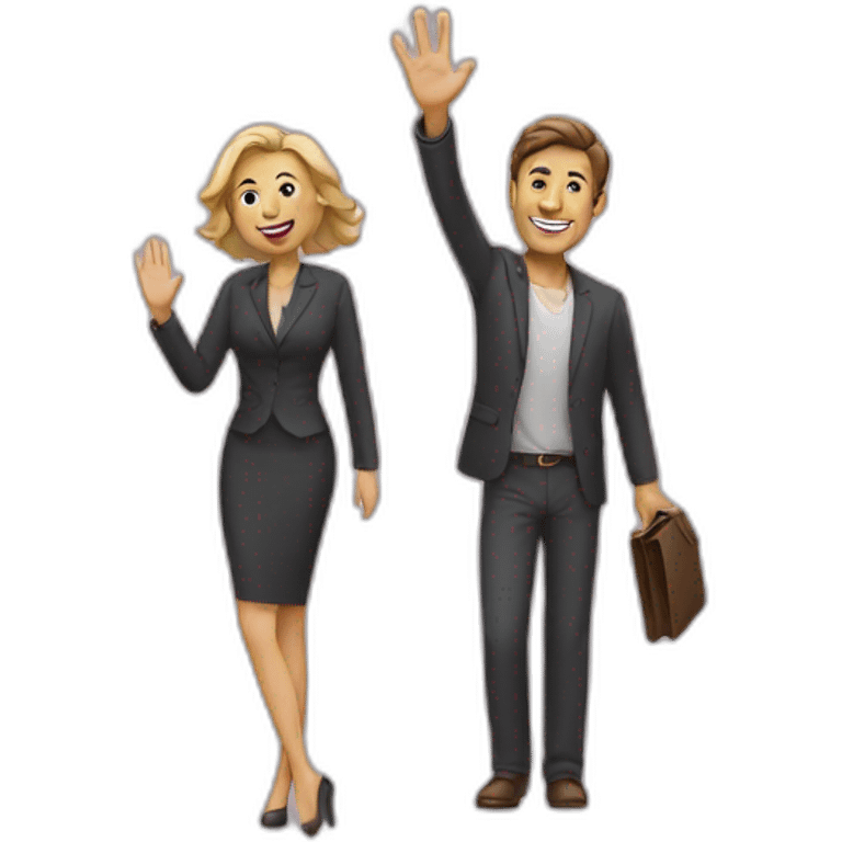 Man waving a woman emoji