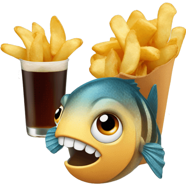 Fish eating chips and root beer  emoji