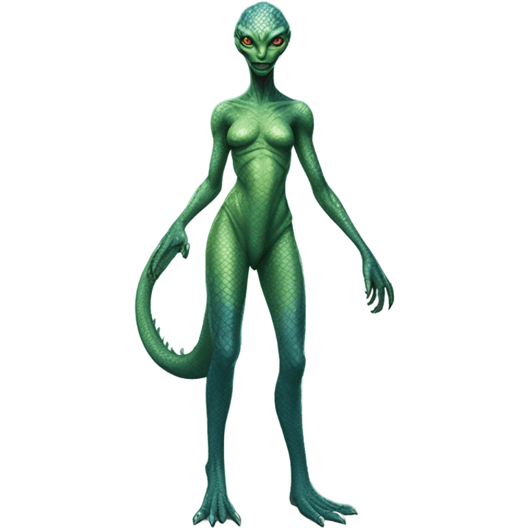 a reptilian alien woman full body emoji