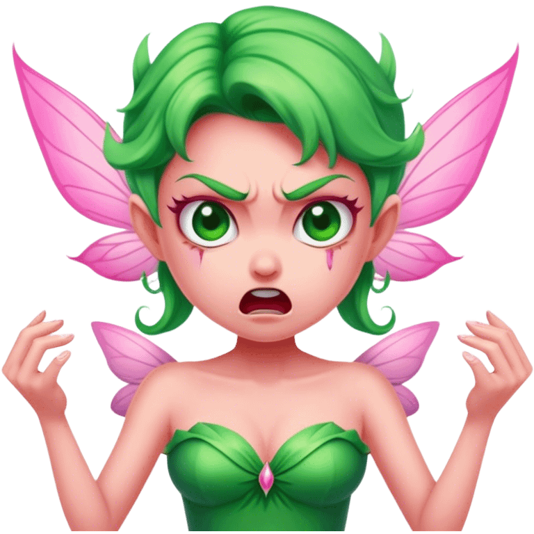 pink fairy in green dress anger emoji