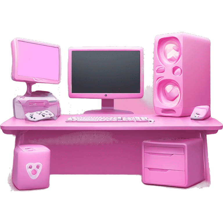 KAWAII PINK GAMING COMPUTER SETUP WITH RGB PINK GIRLY gaming setup LIGHTPINK emoji