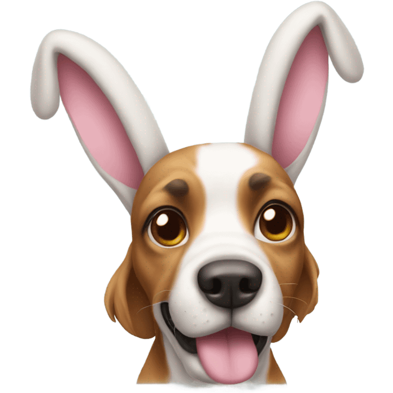 Dog wearing bunny ears emoji