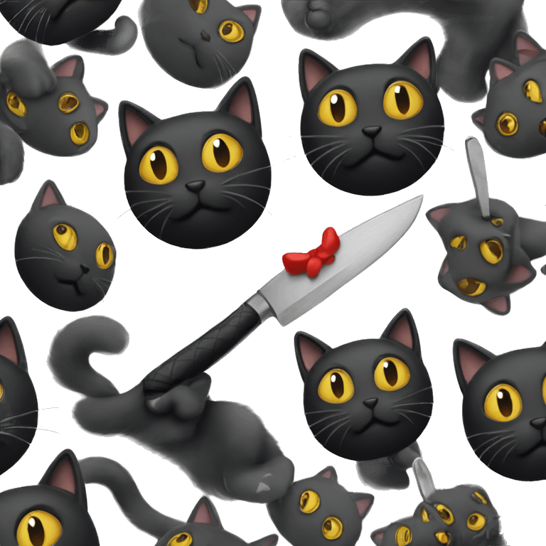 Black cat holding a knife emoji