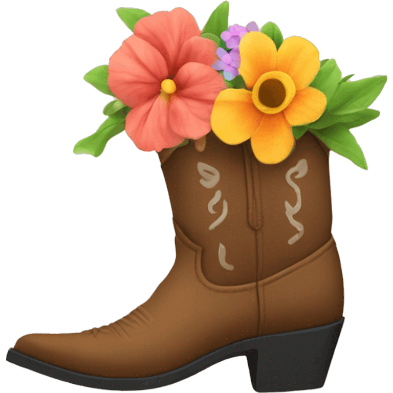 cowboy boot with flowers emoji